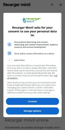 Anteprima del sito Recargar Movil, referenziato per la pubblicazione di articoli sponsorizzati
