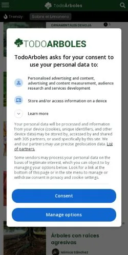 Anteprima del sito Todo Árboles, referenziato per la pubblicazione di articoli sponsorizzati
