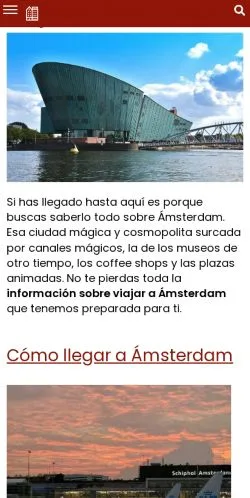 Förhandsvisning av webbplatsen Viajar Amsterdam, listad för publicering av sponsrade artiklar