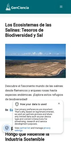 스폰서 기사 게재 매체로 등록된 GenCiencia 사이트 미리보기