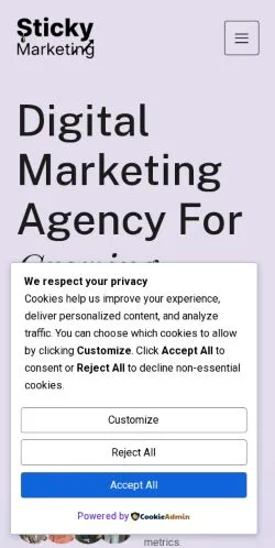 Anteprima del sito Sticky Marketing Solutions, referenziato per la pubblicazione di articoli sponsorizzati