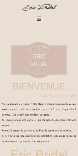 Podgląd witryny Eric Bridal Styliste, ujętej jako miejsce publikacji artykułów sponsorowanych