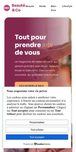 Aperçu du site Beauté & Co, référencé pour publier un article sponsorisé