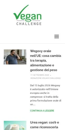 Vista previa del sitio Vegan Challenge, referenciado para publicar artículos patrocinados