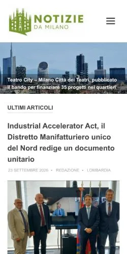 Vista previa del sitio Notizie Da Milano, referenciado para publicar artículos patrocinados