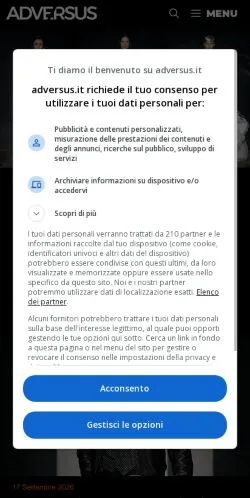 Vista previa del sitio Adversus Men's Fashion, referenciado para publicar artículos patrocinados