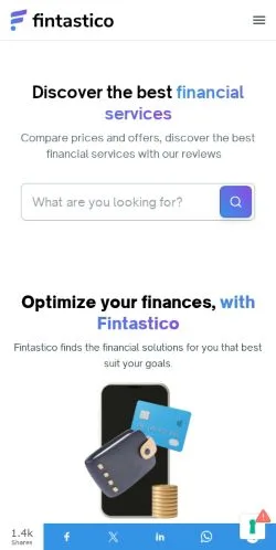 Preview of the fintastico.com website, listed for sponsored article publication