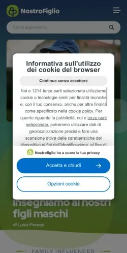 Preview of the NostroFiglio website, listed for sponsored article publication