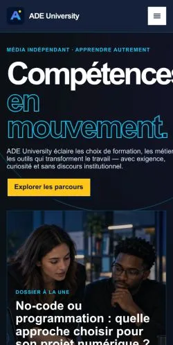 스폰서 기사 게재 매체로 등록된 ADE University 사이트 미리보기