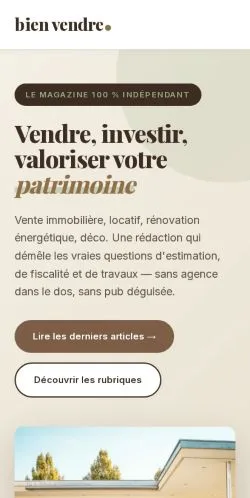 Vista previa del sitio Bien Vendre Magazine, referenciado para publicar artículos patrocinados