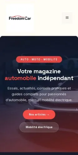 Pré-visualização do site Freedom Car, referenciado para publicar artigos patrocinados