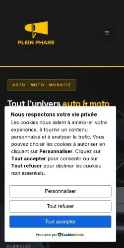 Anteprima del sito Plein Phare, referenziato per la pubblicazione di articoli sponsorizzati