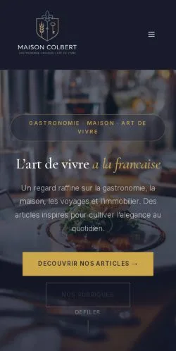 Voorbeeld van de website Maison Colbert, vermeld voor de publicatie van gesponsorde artikelen