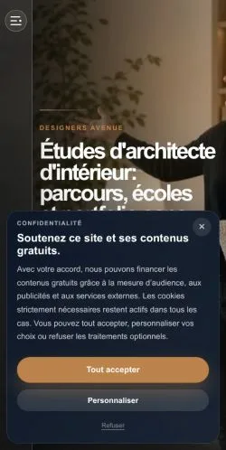 스폰서 기사 게재 매체로 등록된 Designers Avenue 사이트 미리보기