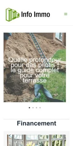 Preview of the Info Immo website, listed for sponsored article publication