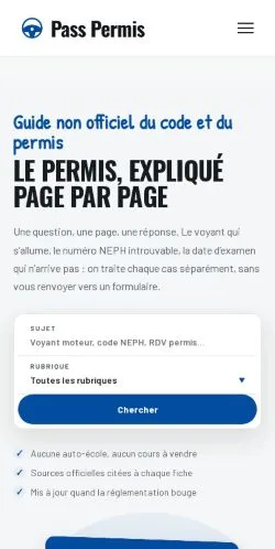 スポンサード記事の掲載先として登録されたPass Permis Guideのサイトプレビュー