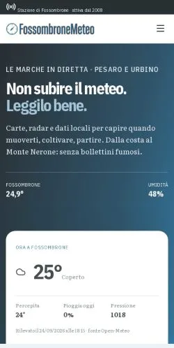 Förhandsvisning av webbplatsen Fossombrone Meteo, listad för publicering av sponsrade artiklar