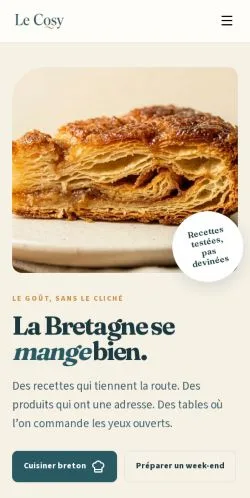 Podgląd witryny Le Cosy Bretagne, ujętej jako miejsce publikacji artykułów sponsorowanych