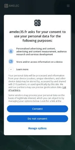 スポンサード記事の掲載先として登録されたAmelec35 Rennesのサイトプレビュー
