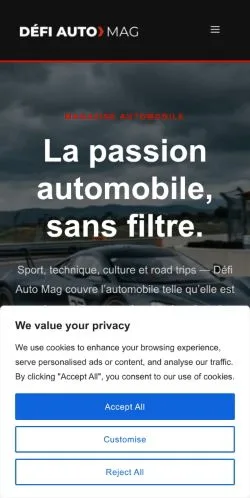 Preview of the Défi Auto Mag website, listed for sponsored article publication