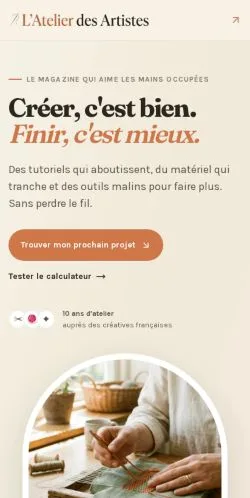 Sponsorlu makale yayını için listelenen L'Atelier Créatif sitesinin önizlemesi