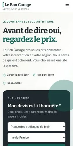 Anteprima del sito Bon Garage Auto, referenziato per la pubblicazione di articoli sponsorizzati