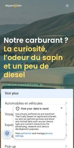 Preview of the Depannloisirs website, listed for sponsored article publication
