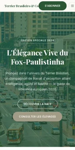 Vista previa del sitio Terrier Brasileiro Guide, referenciado para publicar artículos patrocinados