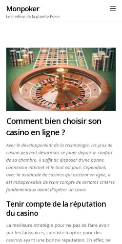 Förhandsvisning av webbplatsen Monpoker, listad för publicering av sponsrade artiklar