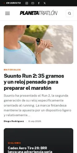 스폰서 기사 게재 매체로 등록된 planetatriatlon.com 사이트 미리보기