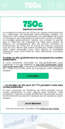 Anteprima del sito 750g, referenziato per la pubblicazione di articoli sponsorizzati