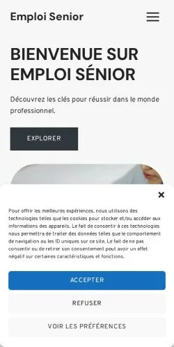 Preview of the Emploi Senior website, listed for sponsored article publication