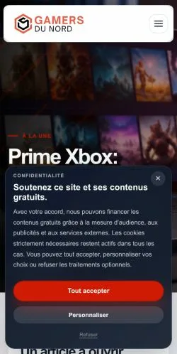 Vista previa del sitio Gamers Du Nord, referenciado para publicar artículos patrocinados