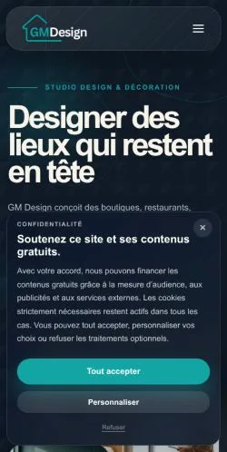 스폰서 기사 게재 매체로 등록된 GM Design 사이트 미리보기