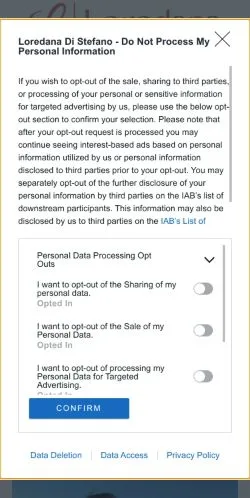スポンサード記事の掲載先として登録されたLoredana Di Stefanoのサイトプレビュー
