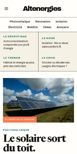 Preview of the Altenergies website, listed for sponsored article publication