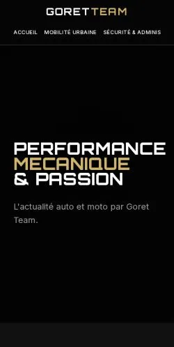 스폰서 기사 게재 매체로 등록된 Goret Team 사이트 미리보기
