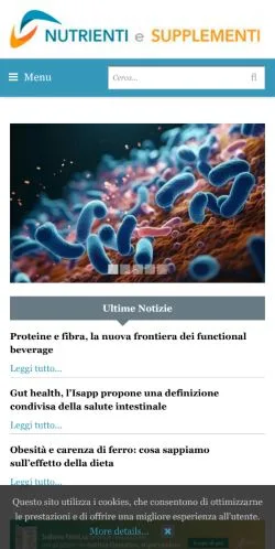 スポンサード記事の掲載先として登録されたNutrienti e Supplementiのサイトプレビュー