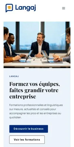 스폰서 기사 게재 매체로 등록된 Langaj Formations 사이트 미리보기