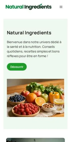 Vista previa del sitio Natural Ingredients, referenciado para publicar artículos patrocinados