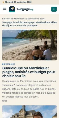 Anteprima del sito 1-Voyage, referenziato per la pubblicazione di articoli sponsorizzati