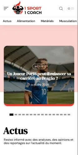 Podgląd witryny 1 Sport 1 Coach, ujętej jako miejsce publikacji artykułów sponsorowanych