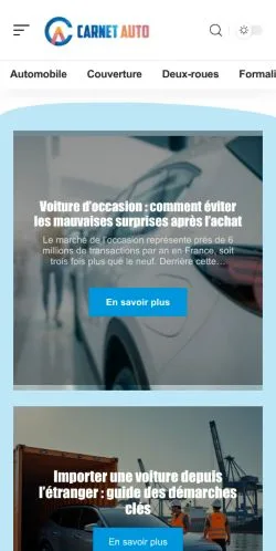 Anteprima del sito Carnet Auto, referenziato per la pubblicazione di articoli sponsorizzati