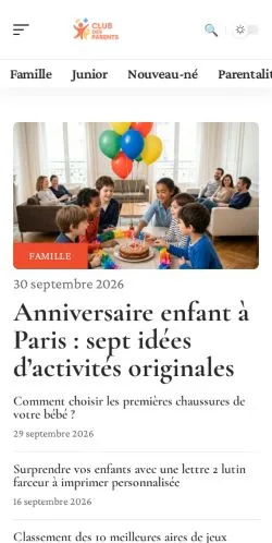 Anteprima del sito Club des Parents, referenziato per la pubblicazione di articoli sponsorizzati