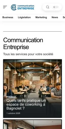 Anteprima del sito Communication Entreprise, referenziato per la pubblicazione di articoli sponsorizzati