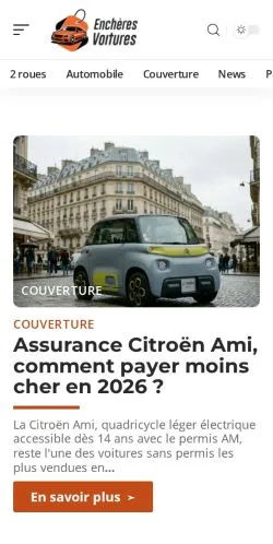 Anteprima del sito Enchères Voitures, referenziato per la pubblicazione di articoli sponsorizzati
