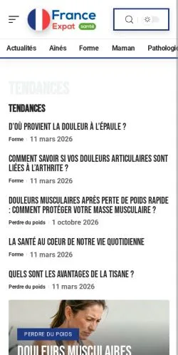 Vista previa del sitio France Expat Santé, referenciado para publicar artículos patrocinados