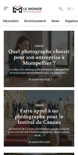 Vista previa del sitio Le Monde du Mariage, referenciado para publicar artículos patrocinados