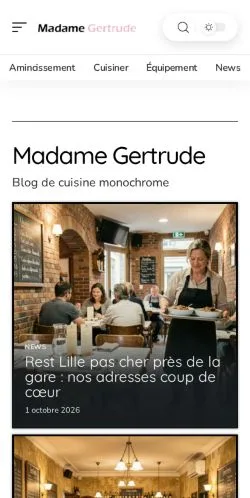 Podgląd witryny Madame Gertrude, ujętej jako miejsce publikacji artykułów sponsorowanych