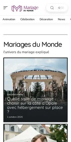 Anteprima del sito Mariages du Monde, referenziato per la pubblicazione di articoli sponsorizzati